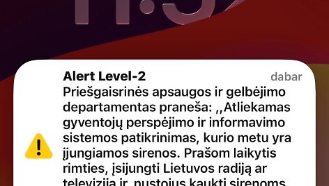 Prane&scaron;imas apie perspėjimo sistemos patikrinimą