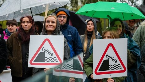 Panevėžys prisijungė prie visos Lietuvos kultūros streiko: protestas surengtas Senvagės saloje