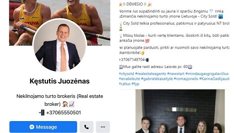 Kęstučio Juozėno ir NT tarpininkavimo biuro &bdquo;City Sold&ldquo; paskyros