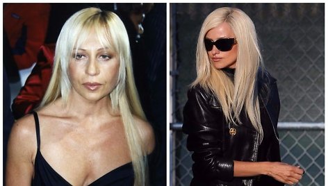 Donatella Versace 1997 metais ir ją vaidinanti Penelope Cruz