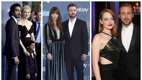 Nicole Kidman su Devu Pateliu ir Sunny Pawaru, Jessica Biel ir Justinas Timberlake'as bei Emma Stone ir Ryanas Goslingas