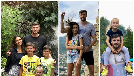 Tatjana ir K&scaron;i&scaron;tofas Lavrinovičius su vaikais 