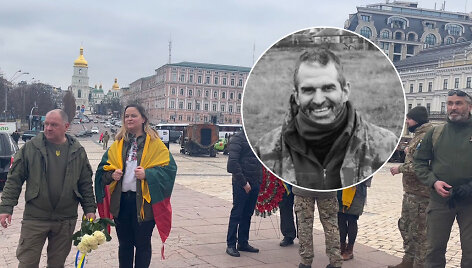 Ukrainos fronte žuvusio lietuvių kario pagerbimas