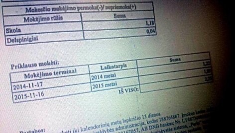 Žemės nuomos mokesčio deklaracija, kurioje nurodoma susimokėti ir skolą