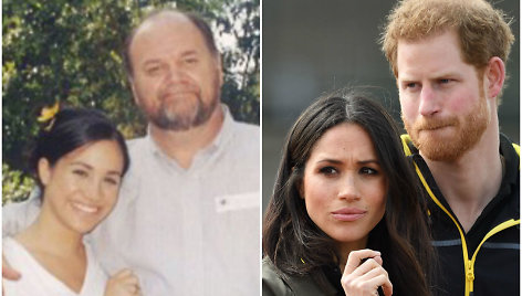 Meghan Markle su tėvu Thomu Markle'u ir sužadėtiniu princu Harry