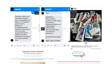 Sukčių siunčiama žinutė