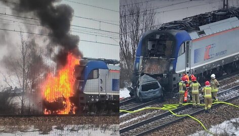 Traukinių ir automobilio avarija Lenkijoje