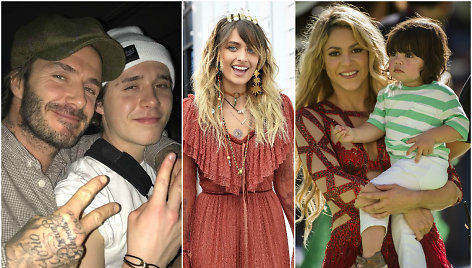 Davidas Beckhamas su sūnumi Brooklynu, Michaelo Jacksono dukra Paris Jackson ir Shakira su sūnumi Milanu