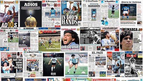 Didžiausi pasaulio sporto laikraščiai atidavė pagarbą Diego Maradonai.