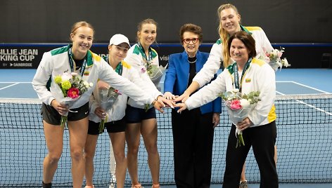 Billie Jean King su Lietuvos moterų teniso rinktine