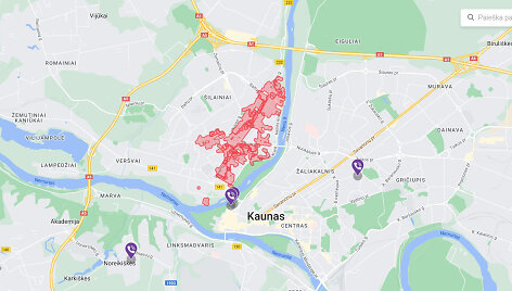 Elektros tinlų gedimų Kaune žemėlapis