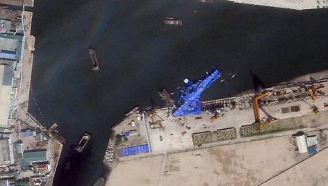 Nepavykęs karinio jūrų laivyno eskadrinio minininko paleidimas / 2025 Planet Labs PBC / via REUTERS