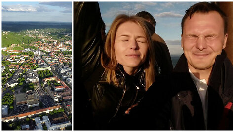 Agnė Grudytė ir Giedrius Le&scaron;kevičius paskraidė oro balionu