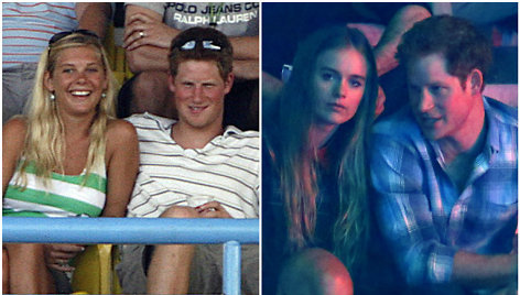 Princas Harry su Chelsy Davy (kairėje, 2007 m.) ir Cressida Bonas (2014 m.)