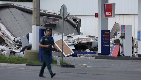 Degalinė Belgorode po birželio 10 d. Ukrainos dronų smūgio