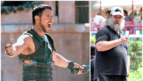 Russellas Crowe filme &bdquo;Gladiatorius&ldquo; (2000 m.) ir 2018 metais