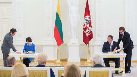 Fabiola Gianotti  ir Linas Linkevičius