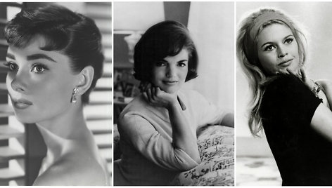 Iš kairės: Audrey Hepburn, Jacqueline Kennedy Onassis ir Brigitte Bardot