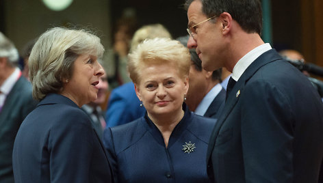 Theresa May, Dalia Grybauskaitė ir Markas Rutte