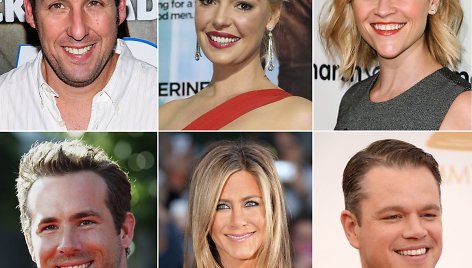 Adamas Sandleris, Katherine Heigl, Reese Witherspoon, Ryanas Reynoldsas, Jennifer Aniston ir Mattas Damonas