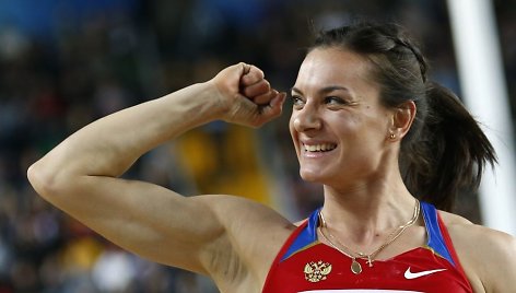 Šuolininkė su kartimi Jelena Isinbajeva