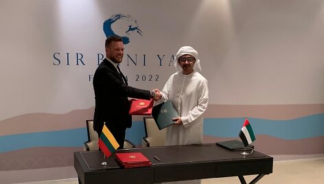 Gabrielius Landsbergis ir &scaron;eichas Abdullah bin Zayedas Al Nahyanas