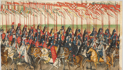 Karališkieji husarai ATR karaliaus Zigmanto Vazos vestuvių procesijoje, 1605 m. 