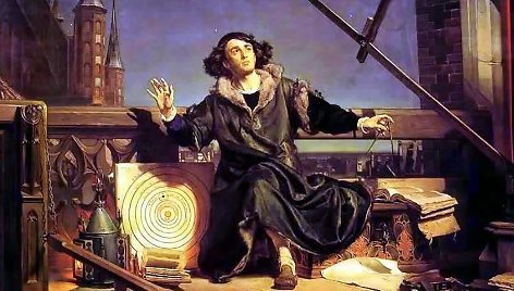 Jano Mateikos (Jan Matejko) 1873 m. nutapytame paveiksle Mikalojus Kopernikas vaizduojamas kaip dramatiška asmenybė, mėginanti perprasti visatos paslaptis. Šaltinis: newhistorian.com 
