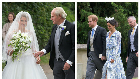 Pusseserės vestuvėse dalyvavo ir princas Harry su Sasekso kunigaik&scaron;tiene Meghan Markle 