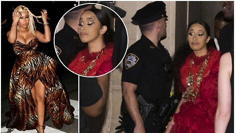 Niujorko mados savaitėje susipe&scaron;ė reperės Nicki Minaj ir Cardi B