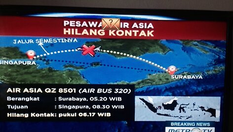 &bdquo;AirAsia&ldquo; lėktuvo kursas