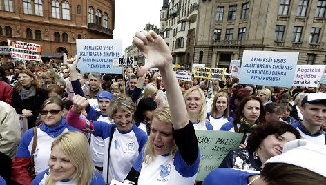 Mokytojų protestas Rygoje