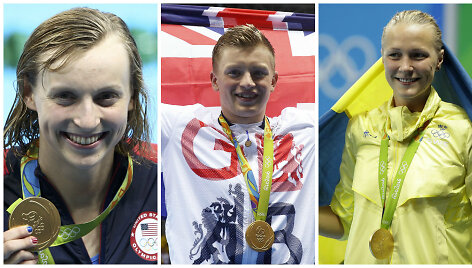 Katie Ledecky, Adamas Peaty ir Sarah Sjostrom