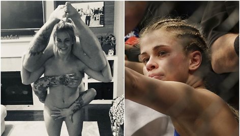 Kovotoja Paige VanZant su vyru Austinu Vanderfordu suderina treniruotes su linksmybėmis.