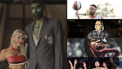Jonas Valančiūnas su žmona Egle, Klay Thompsonas, LeBronas Jamesas