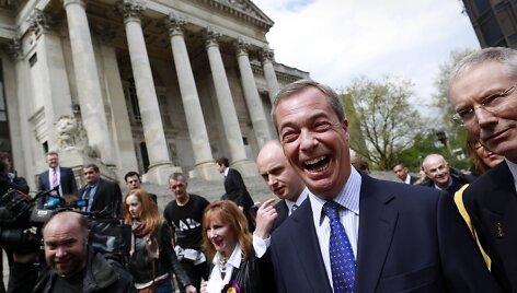 Euroskeptiko Nigelo Farage'o vadovaujama UKIP tikisi i&scaron;kovoti daugiau vietų Europos Parlamente