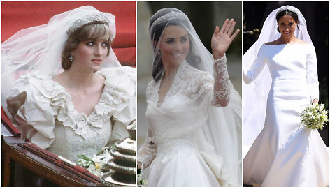 Princesė Diana (1981 m.), Kate Middleton (2011 m.) ir Meghan Markle (2018 m.)
