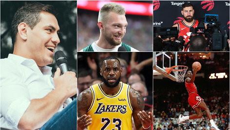 Justinas Jankevičius, Domantas Sabonis, Jonas Valančiūnas, LeBronas Jamesas ir Michaelas Jordanas