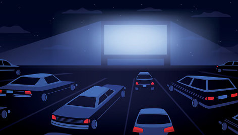 Žmonės Cinema Drive-in kino teatras