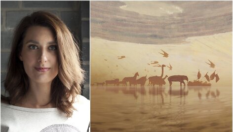 Kristina Buožytė ir kadras i&scaron; virtualios realybės projekto &bdquo;Angelų takais&ldquo;