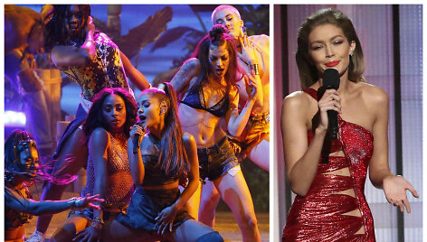 Ariana Grande ir Gigi Hadid