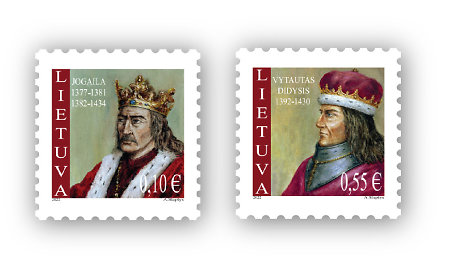 Pirmuosiuose šių metų pašto ženkluose – Lietuvos didieji kunigaikščiai