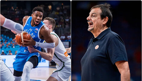 Erginas Atamanas (de&scaron;inėje) pasisakė apie Giannio Antetokounmpo baudų metimus prie&scaron; Lietuvą