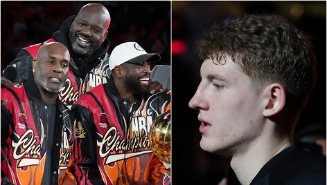 &bdquo;Heat&ldquo; legendos (i&scaron; kairės) Gary Paytonas, Shaquille'as O'Nealas, Dwyane'as Wade'as ir Kasparas Jakučionis (de&scaron;inėje)