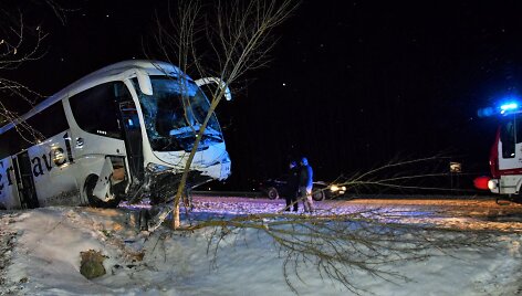 Į medį įsirėžė Lenkijos turistus vežęs autobusas