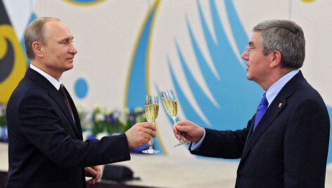 Rusijos prezidentas V.Putinas ir IOC prezidentas Th.Bachas.