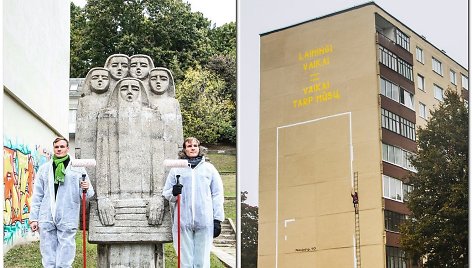 Piešiniu išmarginta siena Alytuje