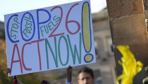 Protestas Glazge prieš artėjantį COP26 susitikimą