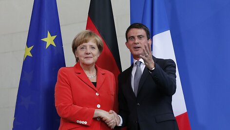 Angela Merkel ir Manuelis Vallsas Berlyne