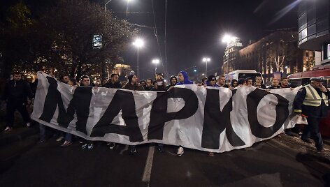 Serbų protesto akcija Belgrade